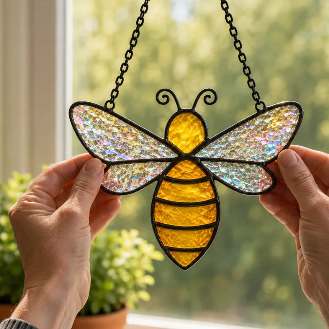 Honey Bee stained glass design — Copper Foil Level 2 option