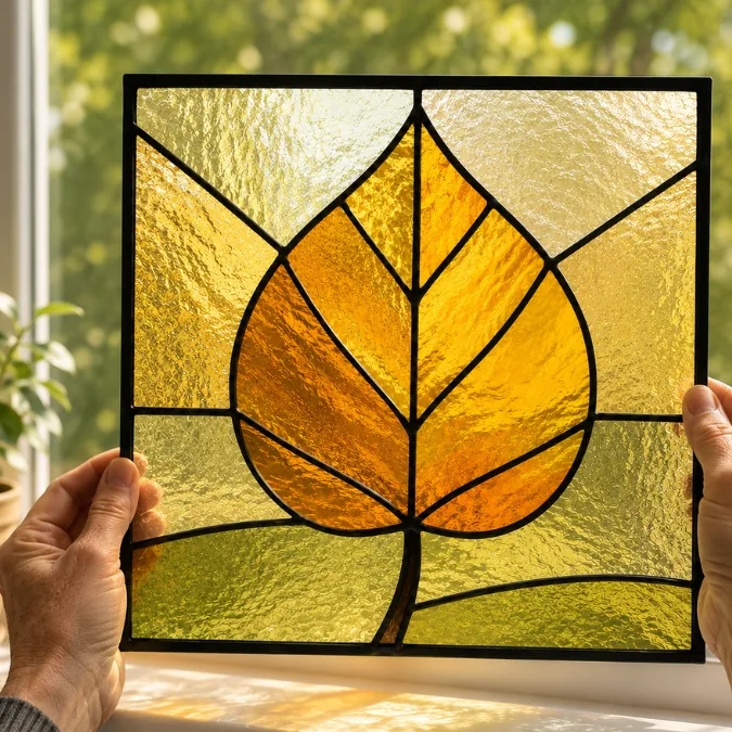 Autumn Leaf stained glass design — Copper Foil Level 2 option