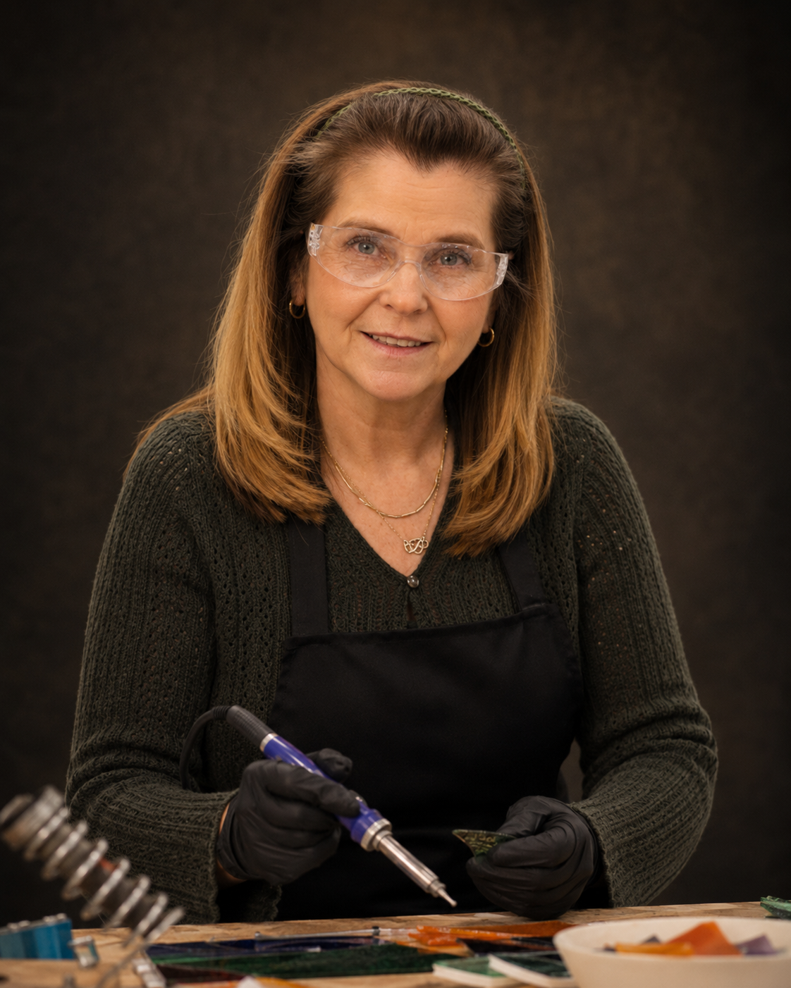 Sheila — stained glass instructor at Scottish Stained Glass studio in Centennial